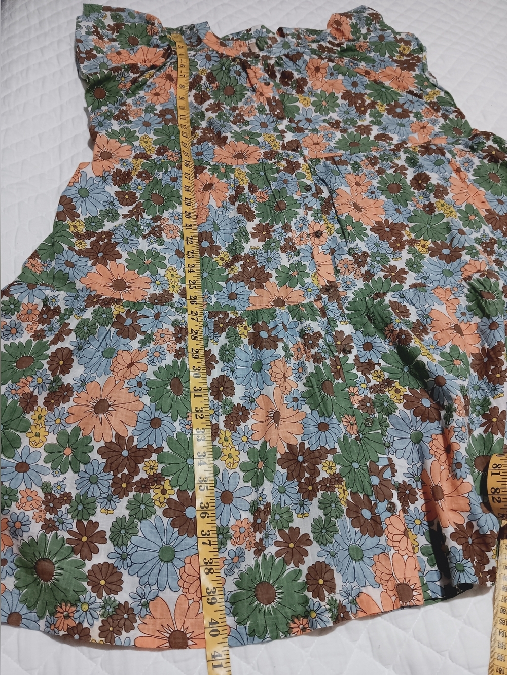 Floral Tiered Sundress in Peach, Sage & Sky Blue - Picture 7 of 9